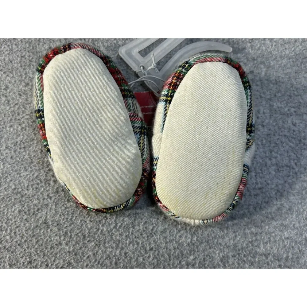 Wondershop Slippers Holiday Tartan Plaid Baby Elf‎ Size 6-9 Months NEW